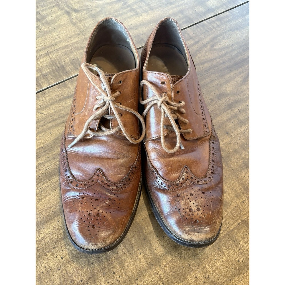 Cole Haan Mens Size 10.5 Brown Dress Shoes Wing Tip Good Year Oxford Leather
